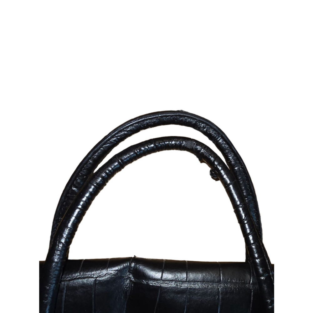 Vintage Kenneth Cole Reaction Black Faux Leather Crocodile Pattern Briefcase Bag - Picture 13 of 16
